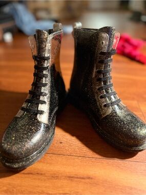 Western Chief Toddler Girls' Confetti Shimmer Glitter Rain Boots Pink 1